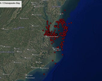 Chesapeake Bay / Offshore Hotspots Fishing Map - Garmin - Lowrance- Simrad - Hummbird  - iPhones -Android - Fish finders - GPS - MAC - PC