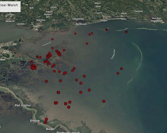 Hopedale - Biloxi Marsh Hotspots Fishing Map - Garmin - Lowrance- Simrad - Hummbird  - iPhones -Android - Fish finders - GPS - MAC - PC