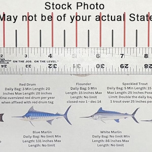 State Specific Saltwater Fish ID and Regulations Ruler Decals Tx La Ms ...