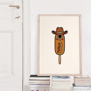Cowboy Printable Art, Cowgirl Art, Food Kid Room Art, Digital Download Print, Wall Decor, Large Printable Art, Weird Art, Cute Art Print