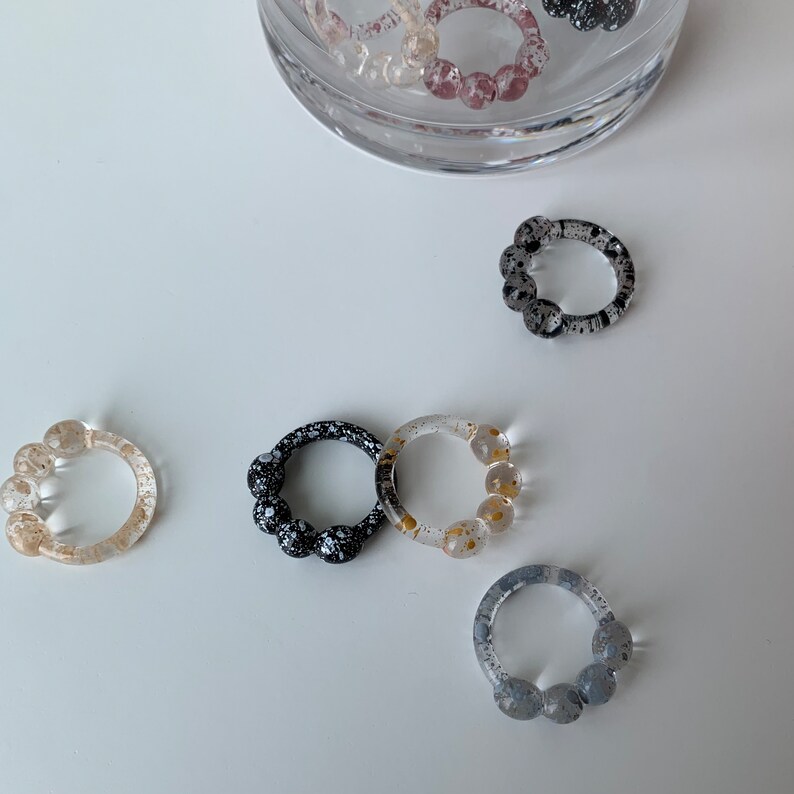 Akrilic Rings Bubble Bold Acrylic Ring Collection - Clear Handmade Unique Ring Non ...