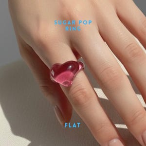 Sockerpop Bold Akryl Ringkollektion - Minimalistiska Chunky Statement Stapelbara Ringar Sommarstrandringar Harts Handgjorda Ringar Söt Hjärtformad