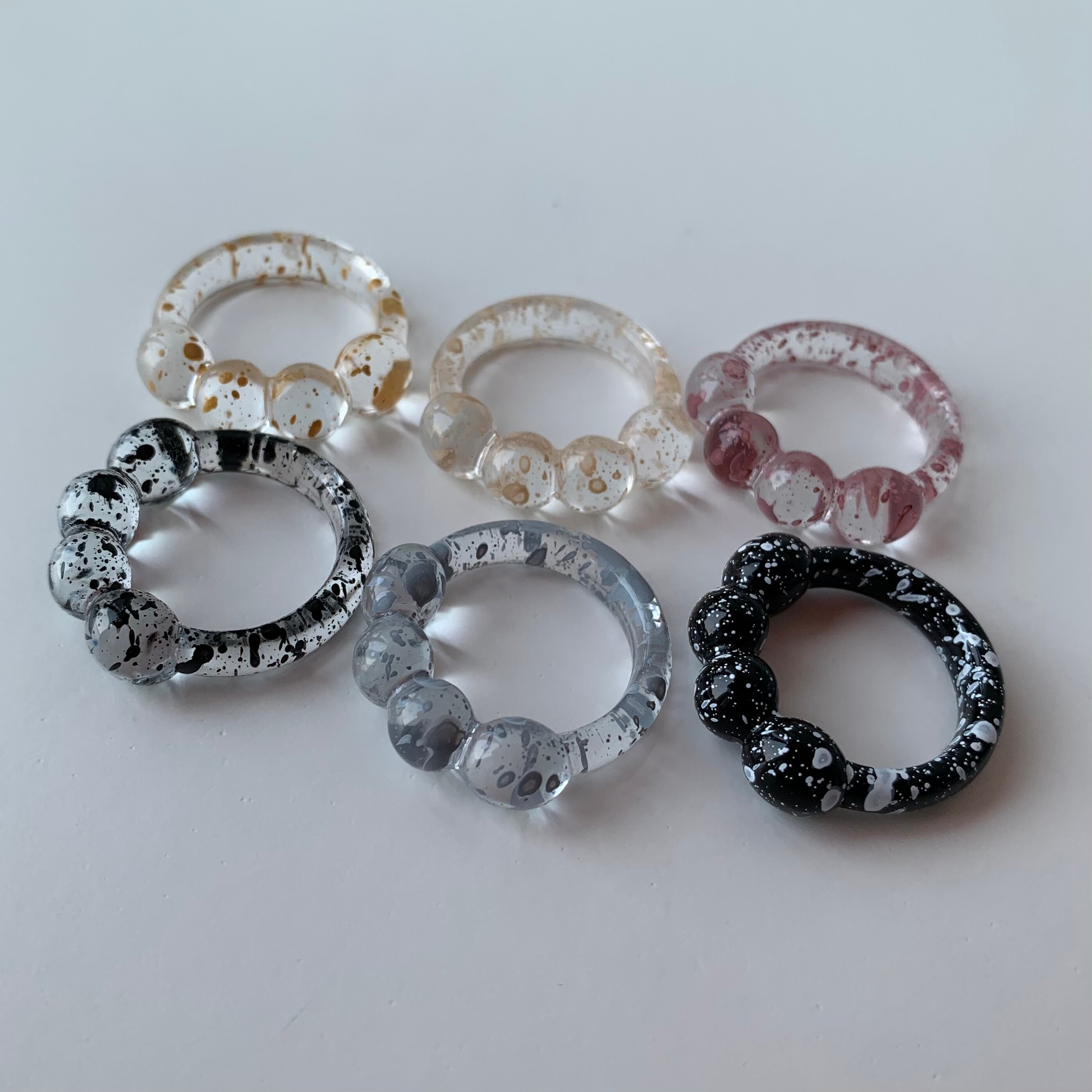 Bubble Bold Acrylic Ring Collection - Clear Handmade Unique Ring Non ...