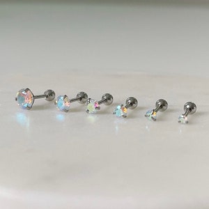 6pcs Aurora Surgical Steel Piercing Set - Tragus Cartilage Ear Piercing Stud Bar Ball End, Non-Tarnish Stud Earrings, Gold Silver Piercings