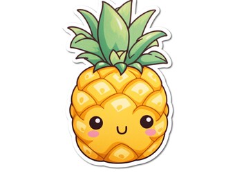 Kawaii Pineapple Sticker, Vinyl Sticker for laptop, water bottle, tumbler, car