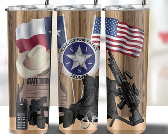 Texas State Trooper Tumbler Wrap: Law Enforcement Gift (Digital File)
