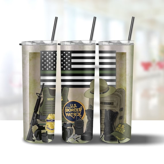 Border Patrol Tumbler Wrap: Thin Green Line Flag (Digital File)