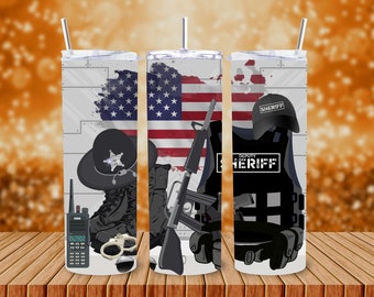 Sheriff Tumbler Wrap: Law Enforcement Badge, 20oz Skinny Tumbler (Digital File)