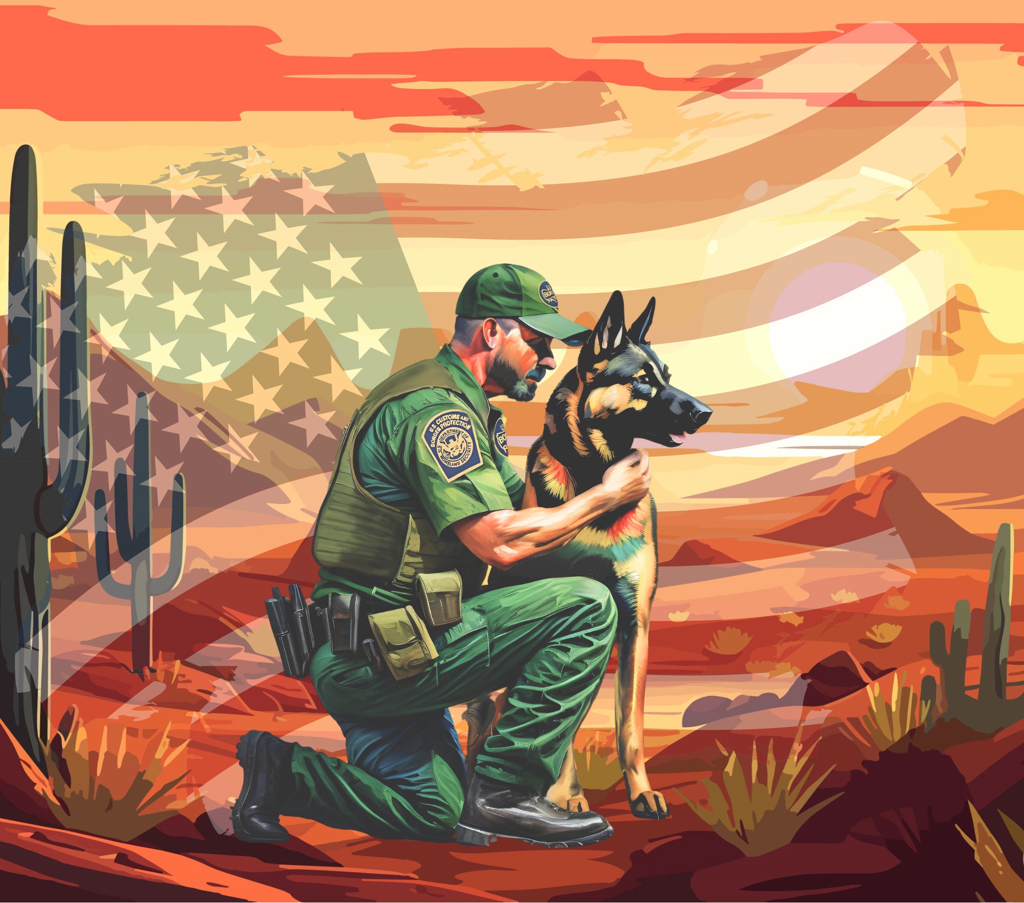 Border Patrol Gift Skinny Tumbler Wrap Law Enforcement Gift Border