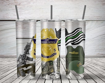 Border Patrol Tumbler Wrap: Green Line Flag (Digital File)
