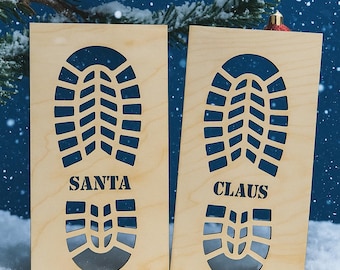 Digital Download Santa Footprint Stencil. Wooden and Reusable Stencil for Santa Footprint. Santa Boot prints for Christmas Morning.