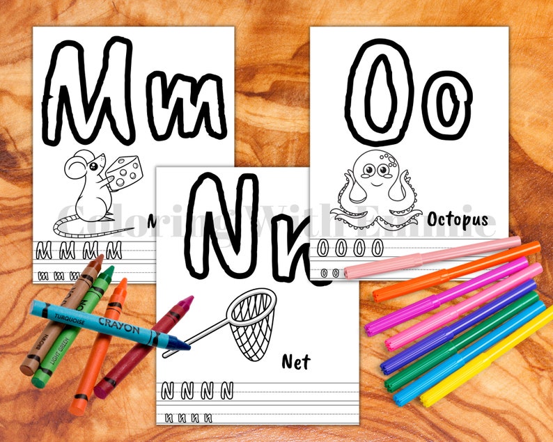 ABC Coloring Pages - Etsy