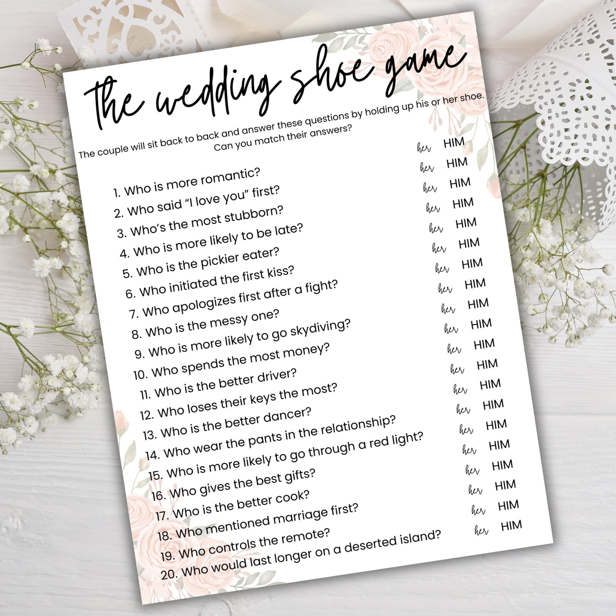 Wedding Shoe Game, Bridal Shower Games, Fully Customizable and Editable ...