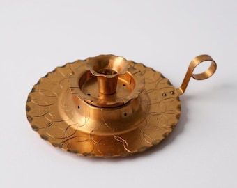 Vintage Hand Wrought Copper Chamberstick Candle Holder - Made in Canada