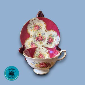 Juego de taza y platillo de té vintage Royal Grafton de porcelana fina - Floral England