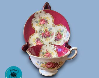 Vintage Teacup Saucer Set, Burlington Royal Grafton, Made in England, Cup and Saucer, Bone China,