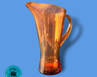 Vintage Amber Blown Glass Drink Pitcher