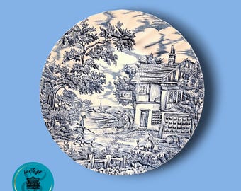 Myott Hunter Dinner Plate England Blue Hand Engraved Dog Landscape Staffordshire Spare Replacement