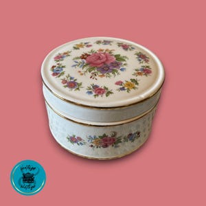 Vintage Sadler Floral Trinket Box: Mid Century England Jar