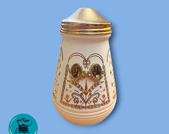 Vintage Sugar Shaker Dispenser, Sacred Hearts, 1960s, Jesus and Virgin Mary, White Glass
