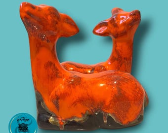 Mid Century Ceramic Orange Deer