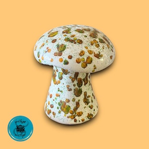 Vintage Ceramic Mushroom Shaker: 1970s Drip Glaze Kitchen Decor
