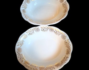 Queen Anne Pinwheel 1959 Vintage Serve Ware Bowls England Gold Gilt