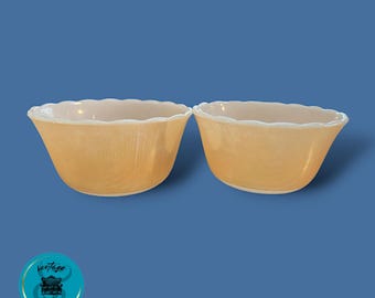Anchor Hocking Fire King Copper Tint Ruffled Custard Bowls