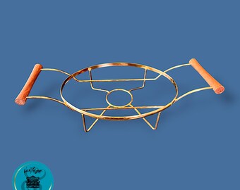 Vintage Serving Cradle, Mid Century Modern, Oval Shaped, Wooden Handles, Vintage Decor, Vintage Kitchen, Warming Stand, Casserole Cradle