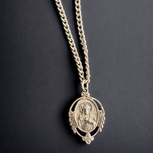 Sterling Silver Mary and Jesus Pendant, Catholic Jewelry, Antique, Art Nouveau, Mary Jesus, Necklace, Religious Jewelry