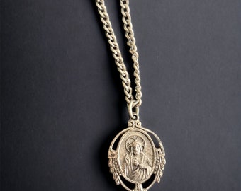Sterling Silver Mary and Jesus Pendant, Catholic Jewelry, Antique, Art Nouveau, Mary Jesus, Necklace, Religious Jewelry