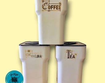 Vintage Plastic Kitchen Canister Set, Mid Century Modern