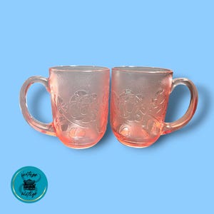 Vintage Arcoroc Rosaline Pink Glass Mugs - Made in France