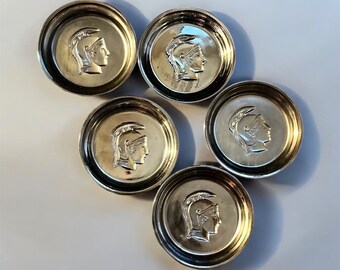 Vitreon Queen’s Lusterware Vintage Mercury Glass Roman Soldier Head Coasters Set Trojan