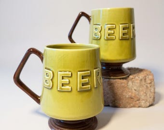Mid Century Modern Ceramic Beer Mugs