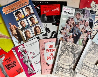 Vintage Theatre, Ballet, Performance Brochure Ephemera Lot/Bundle for Collecting, Art Projects, Scrapbooking, Framing