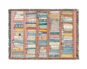 Book Lover Woven Blanket - Reading Nook Throw, Literary Gift for Book Lover, Cozy Reading Corner Decor, Novel Reader Home Accent, Bookworm