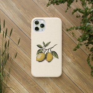Biologisch abbaubare Handyhülle mit Zitronen Design, umweltfreundliche Schutzhülle, nachhaltiges iPhone Zubehör, kompostierbare Handyhülle