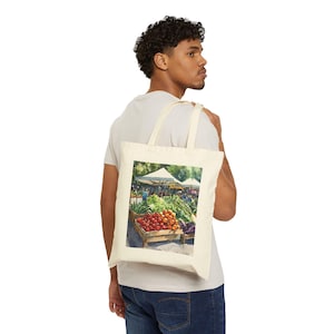 Farmer&#39;s Market Tote Bag, Reusable Grocery Bag, Eco-Friendly Shopping Tote, Cotton Tote, Farmers Market Bag, Farmhouse Tote