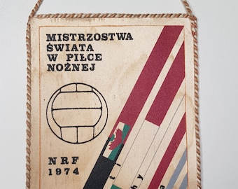Vintage 1974 FIFA World Cup Pennant, Authentic Soccer Memorabilia, Perfect for Sports Collectors