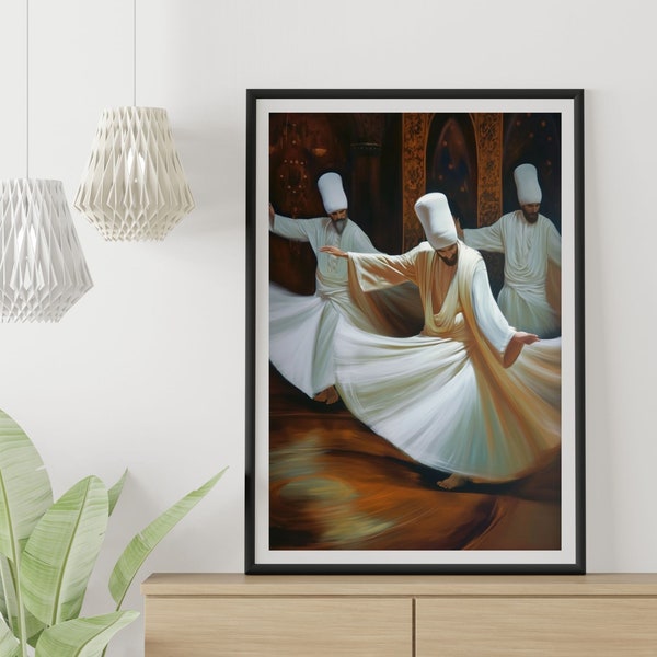 Whirling Dervish Wall Art Download Print, Mevlana Art, Printable Sufi Poster of Dervish Dance for Home Décor, Middle Eastern, Turkish Art