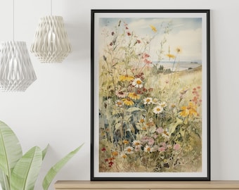 Field of Wildflowers Art, Daisies Printable Wall Art, Daisies Art Print, Daisies Decor,DaisiesDigital Download, Wildflower & Daisies Gift