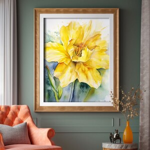 水仙 - 水彩画の花、花のアート、花の装飾、自然、水彩画、植物