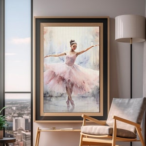 Dancing Ballerina Watercolor Print, Original Painting of Ballet Dancer, Watercolour Graceful Girl Dancing, Beautiful Art