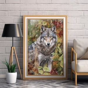 Wolf Watercolor Art Print Decor, Animal Painting For Entry Room, Wolf Watercolor Artwork, Watercolor Wildlife Art, Vrbo Digital Print