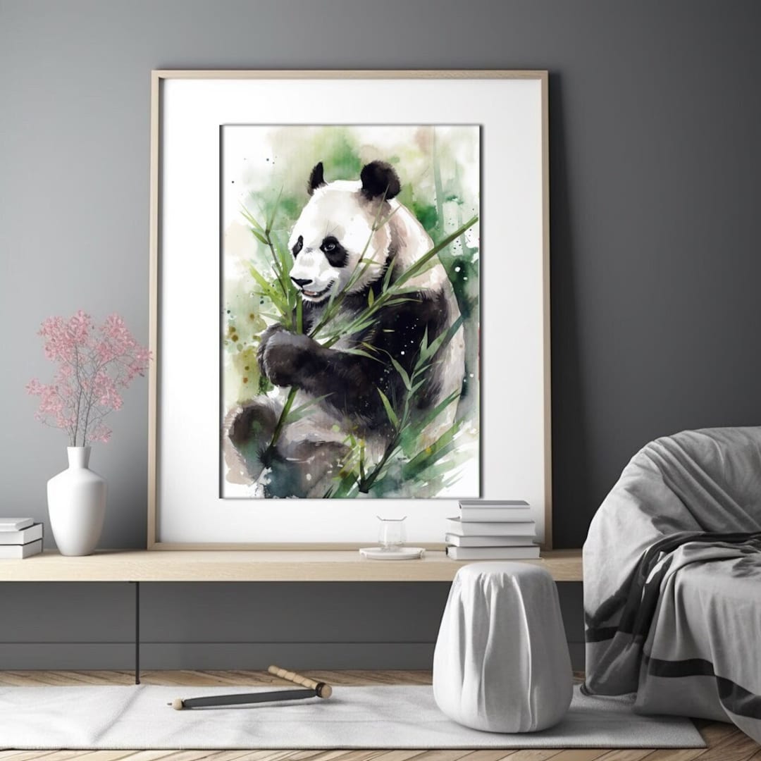 Panda Watercolor Art Print for Nursery Decor, Cute Animal Painting for ...