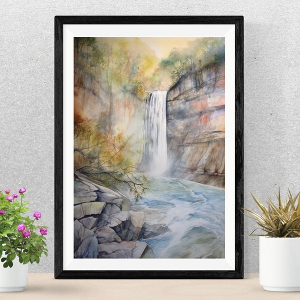 Watercolor Waterfall Etsy