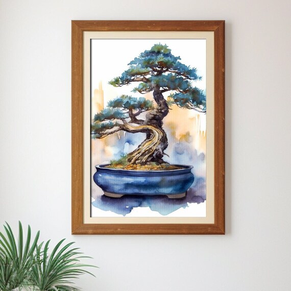 Bonsai Tree in A Pot Watercolor Digital Print Art, Relaxing Decor,  Meditative Poster for Yoga Lovers or Enlightenment Searchers - Etsy
