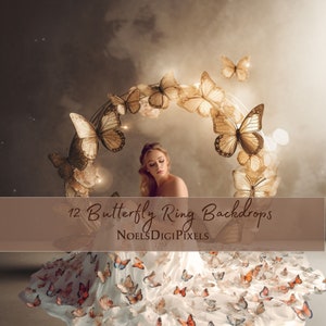 12 Butterfly Ring Backgrounds Butterflies Backdrop Wedding Background Birthday Event Baby Shower Events Photoshop Overlay Newborn Background