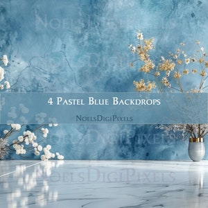 Pastelblauwe bloemen digitale achtergronden, Photoshop-bundel, digitale achtergronden, fotografie, pasgeborene, moederschap, babyshower